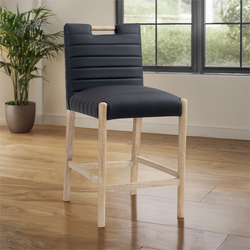 Meridian Furniture Aimee Black Vegan Leather Counter Stool