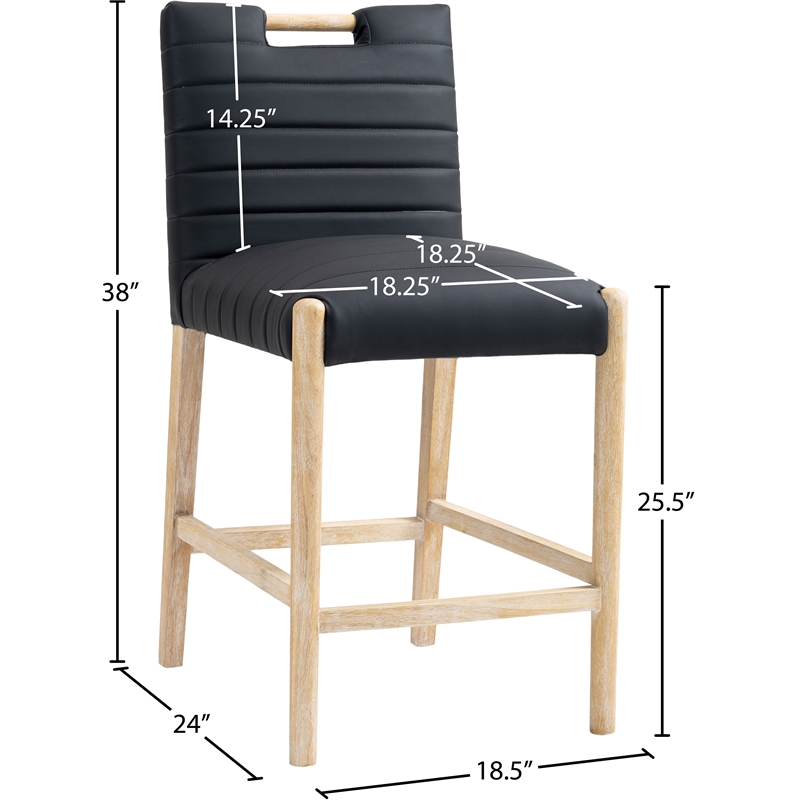 Meridian Furniture Aimee Black Vegan Leather Counter Stool