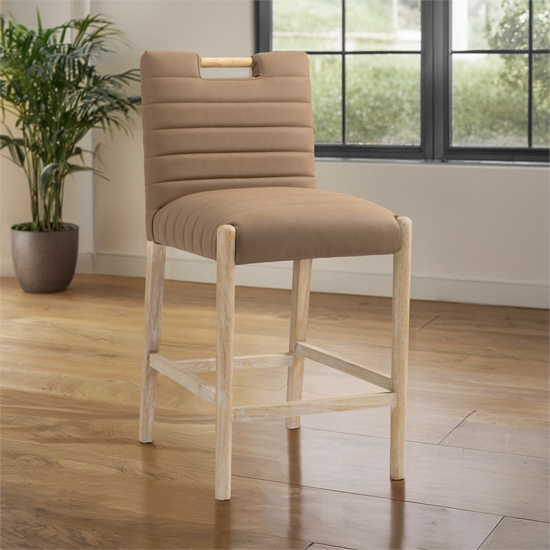 Meridian Furniture Aimee Brown Vegan Leather Counter Stool