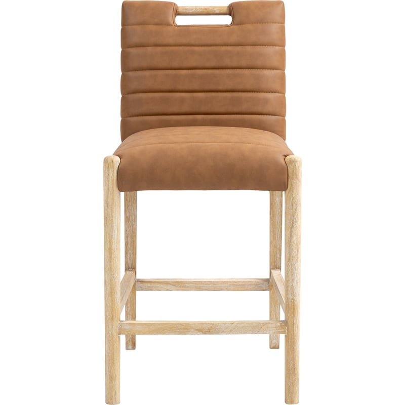 Meridian Furniture Aimee Cognac Vegan Leather Counter Stool