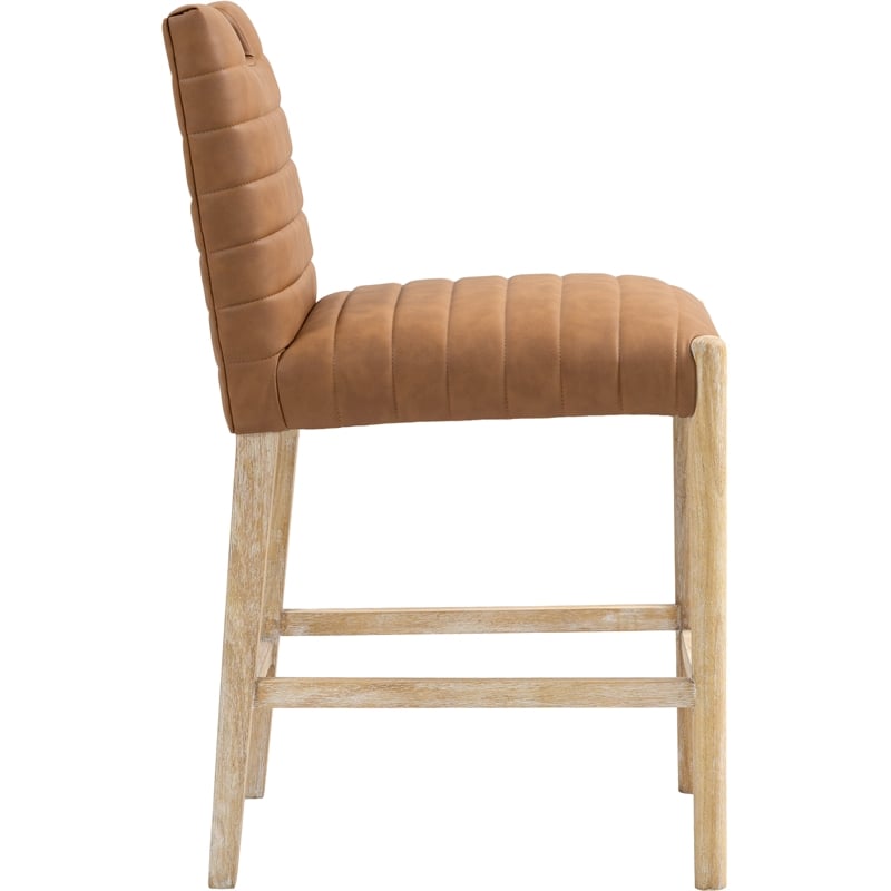 Meridian Furniture Aimee Cognac Vegan Leather Counter Stool