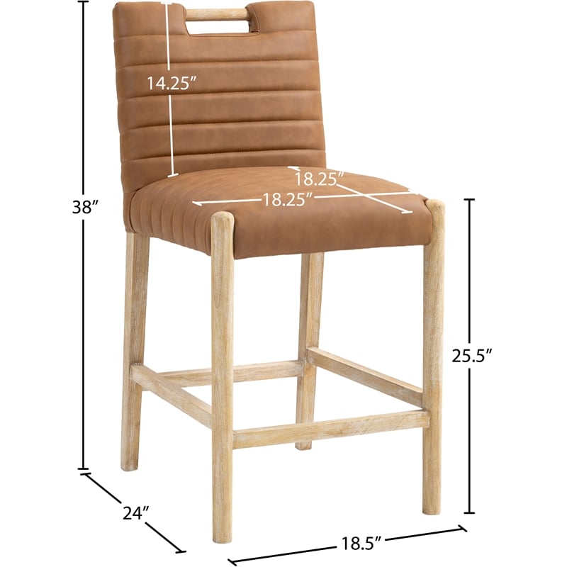 Meridian Furniture Aimee Cognac Vegan Leather Counter Stool