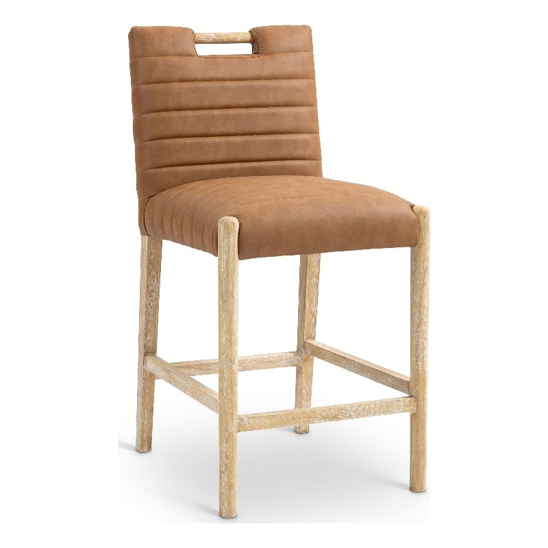 Meridian Furniture Aimee Cognac Vegan Leather Counter Stool