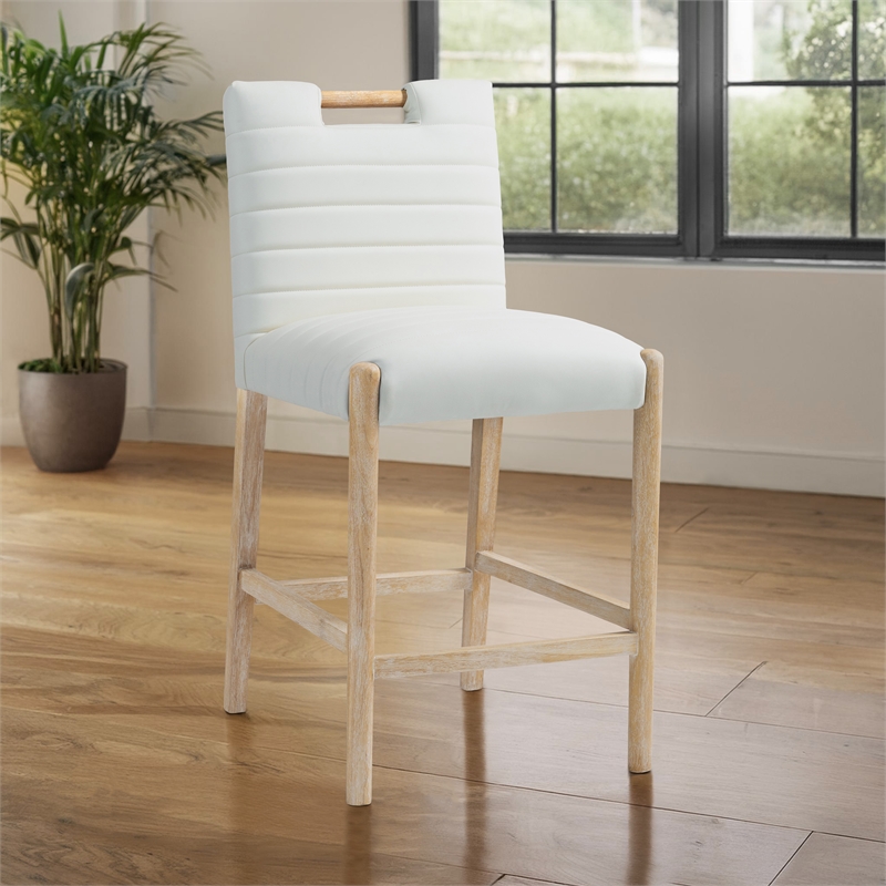Meridian Furniture Aimee Cream Vegan Leather Counter Stool