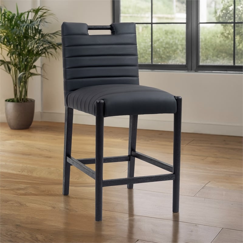 Meridian Furniture Aimee Black Vegan Leather Counter Stool