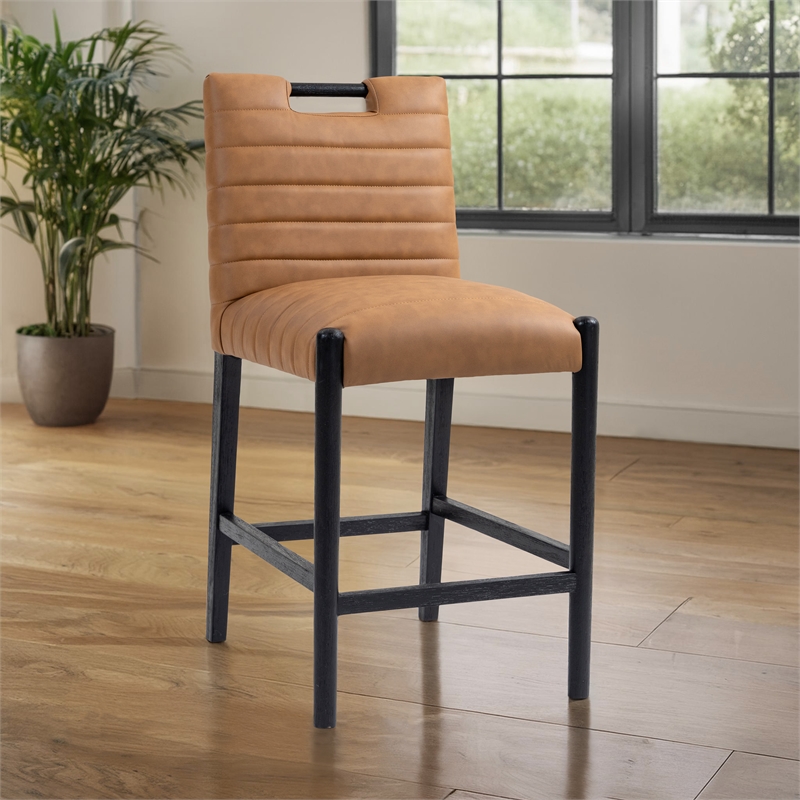 Meridian Furniture Aimee Cognac Vegan Leather Counter Stool
