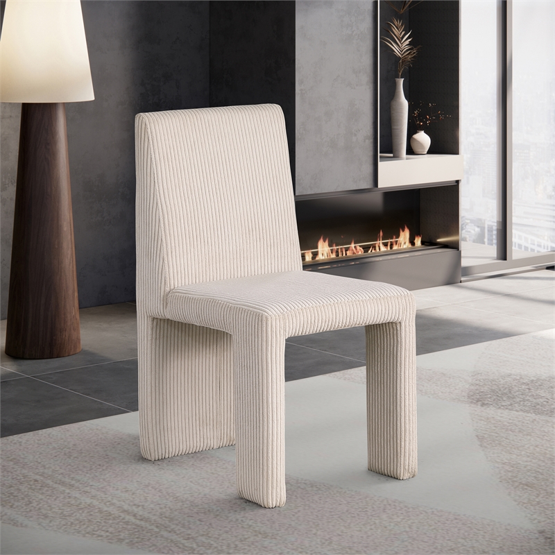 Meridian Furniture Benson Beige Microsuede Corduroy Dining Chair (Set of 2)