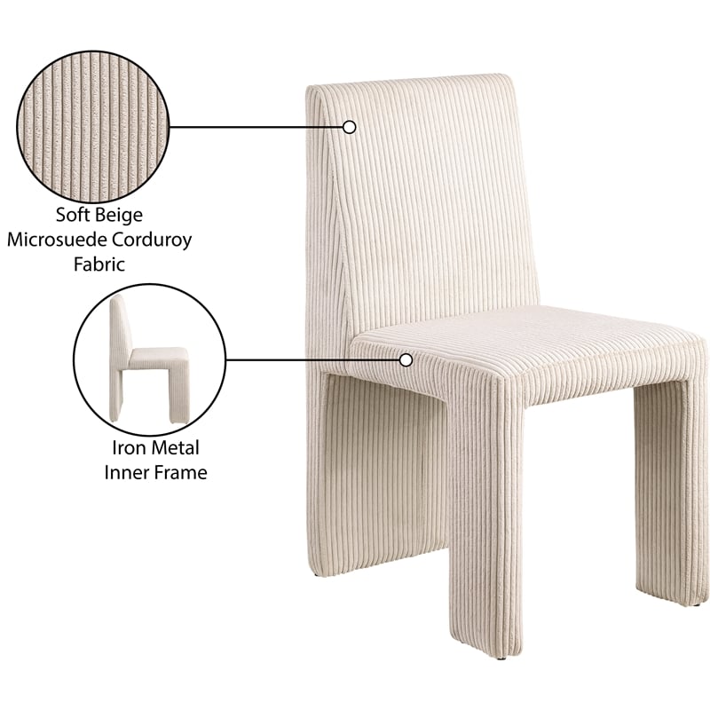 Meridian Furniture Benson Beige Microsuede Corduroy Dining Chair (Set of 2)