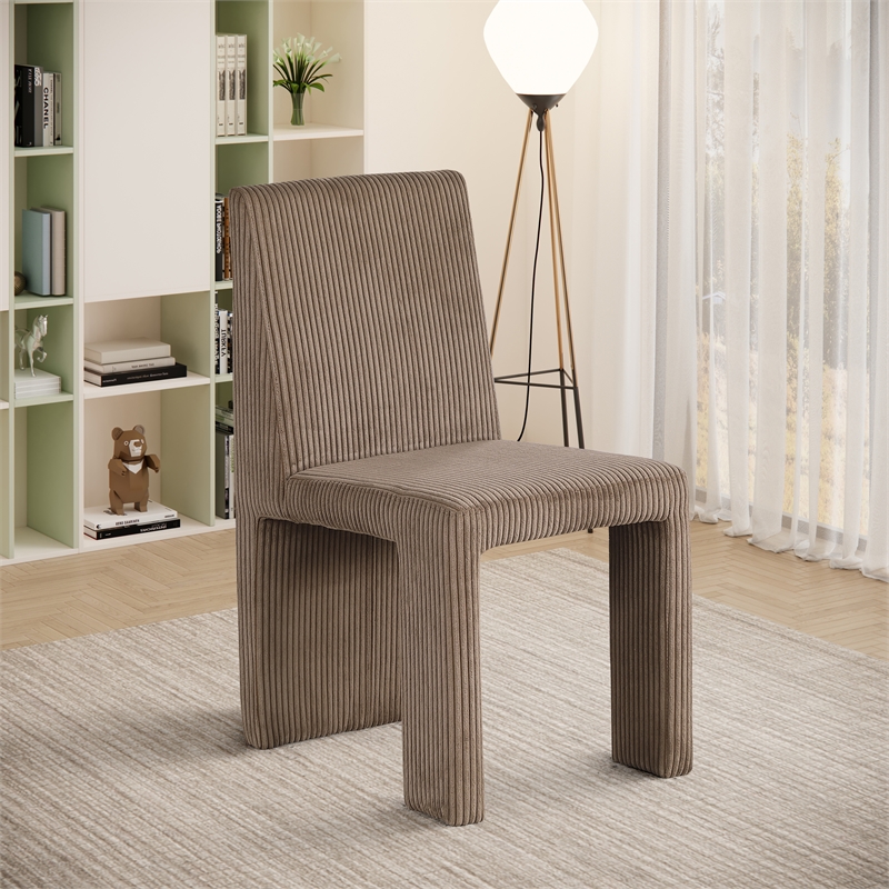 Meridian Furniture Benson Brown Microsuede Corduroy Dining Chair (Set of 2)