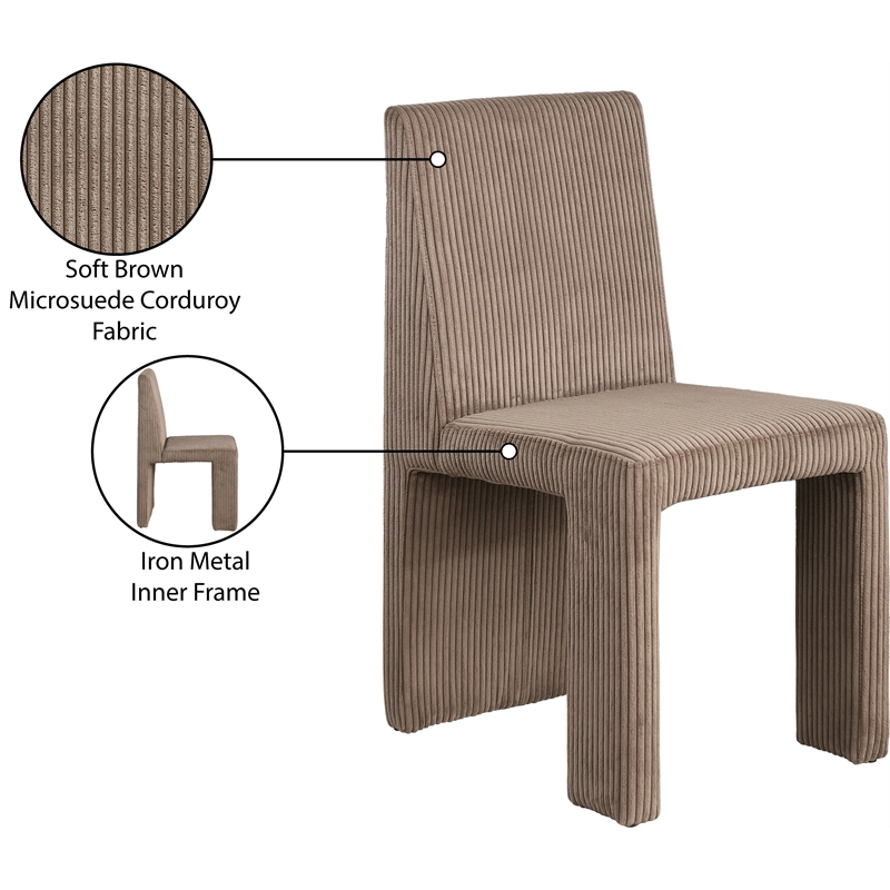 Meridian Furniture Benson Brown Microsuede Corduroy Dining Chair (Set of 2)