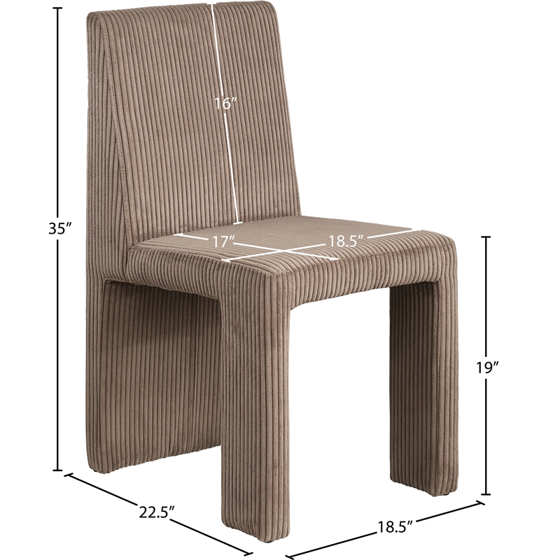 Meridian Furniture Benson Brown Microsuede Corduroy Dining Chair (Set of 2)
