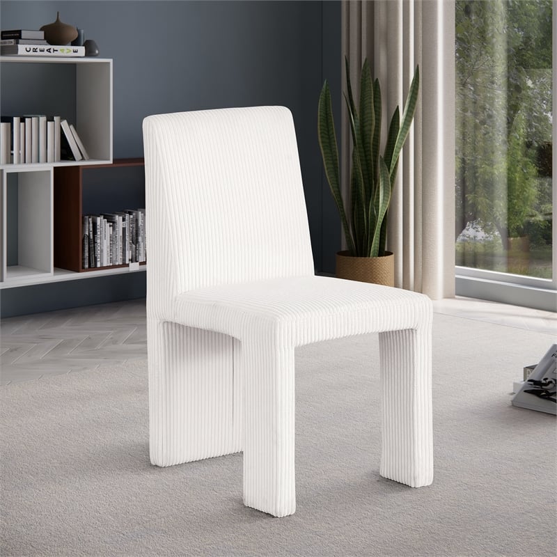 Meridian Furniture Benson Cream Microsuede Corduroy Dining Chair (Set of 2)