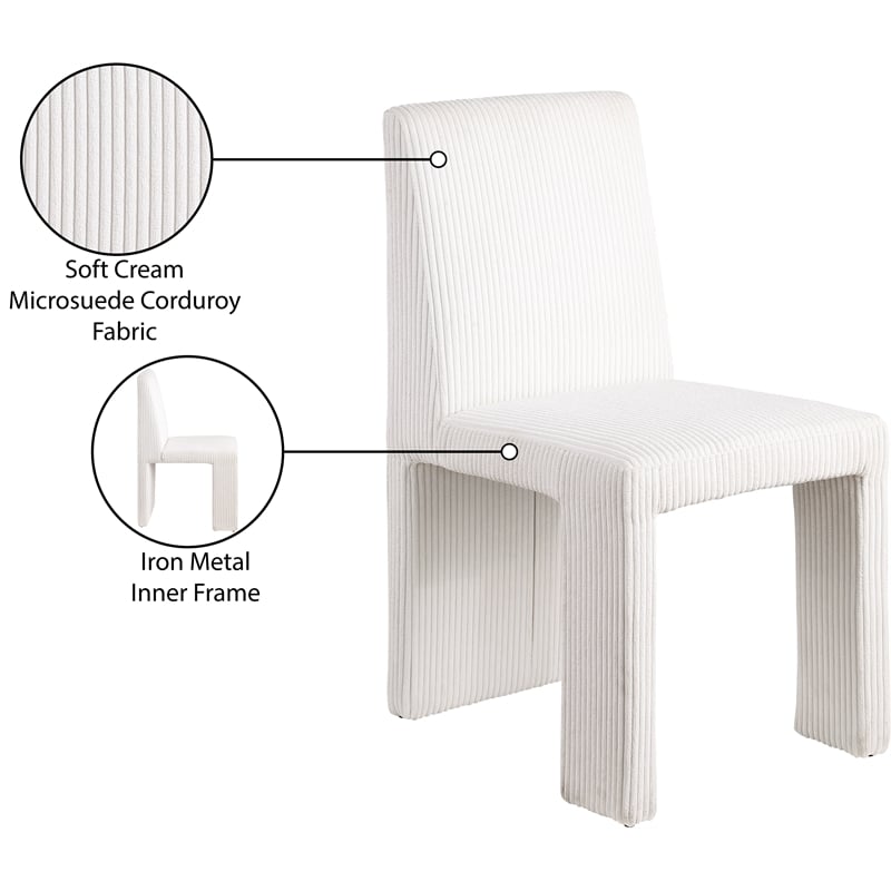 Meridian Furniture Benson Cream Microsuede Corduroy Dining Chair (Set of 2)