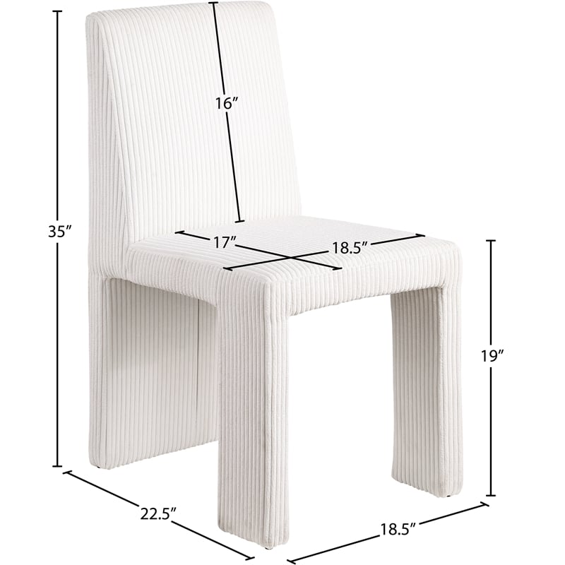 Meridian Furniture Benson Cream Microsuede Corduroy Dining Chair (Set of 2)