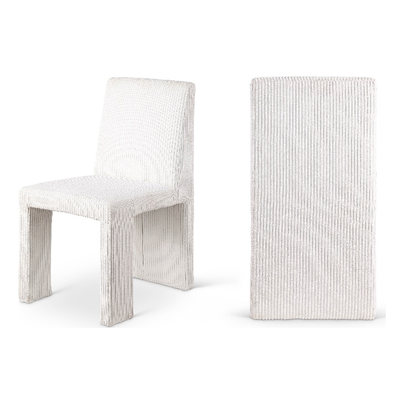 Meridian Furniture Benson Cream Microsuede Corduroy Dining Chair (Set of 2)