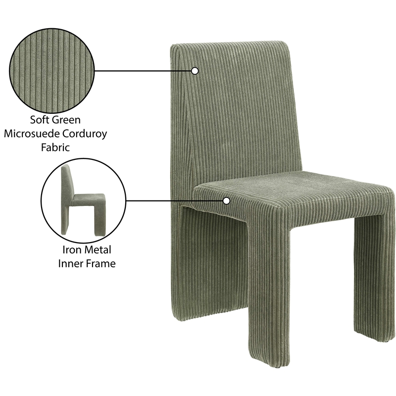Meridian Furniture Benson Green Microsuede Corduroy Dining Chair (Set of 2)