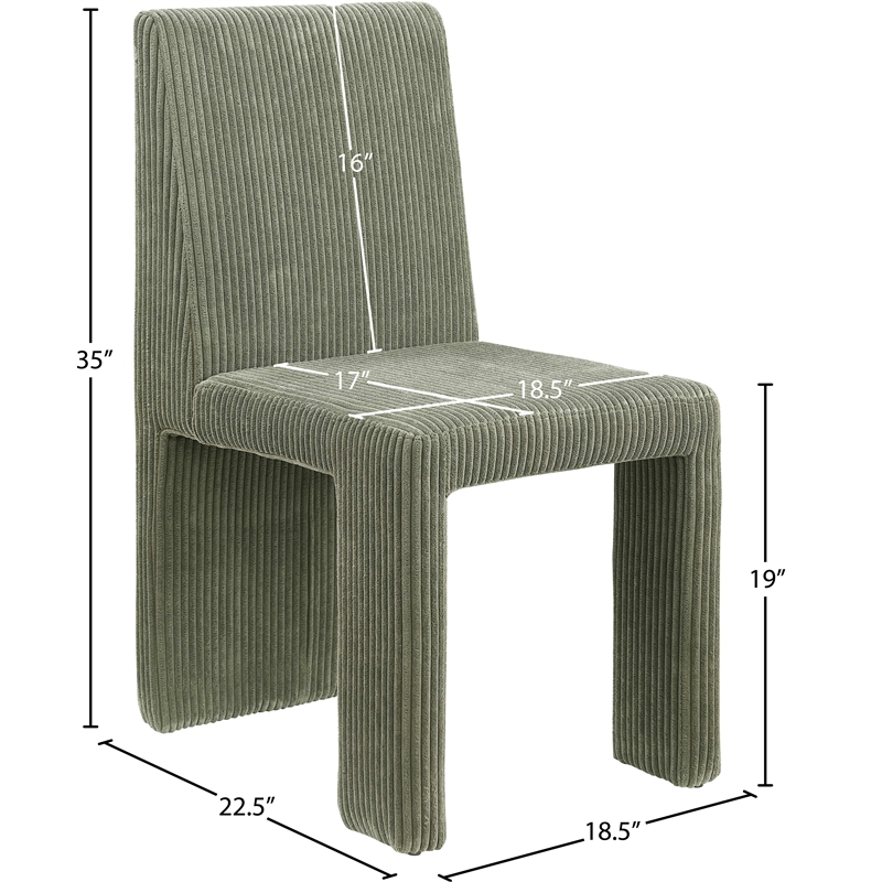 Meridian Furniture Benson Green Microsuede Corduroy Dining Chair (Set of 2)