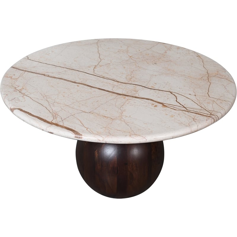 Meridian Furniture Treviso Beige Marble and Mango Wood Coffee Table