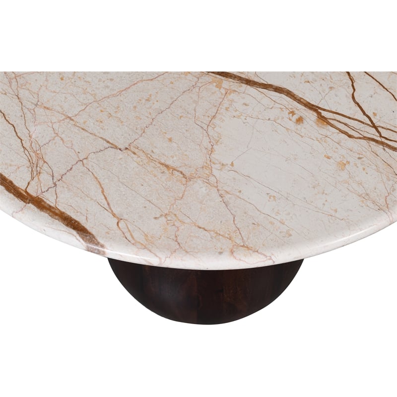 Meridian Furniture Treviso Beige Marble and Mango Wood Coffee Table