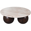 Meridian Furniture Treviso Beige Marble and Mango Wood Coffee Table