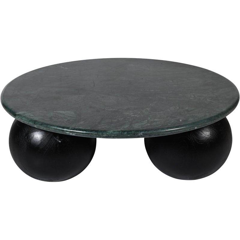 Meridian Furniture Treviso Green Marble and Mango Wood Coffee Table