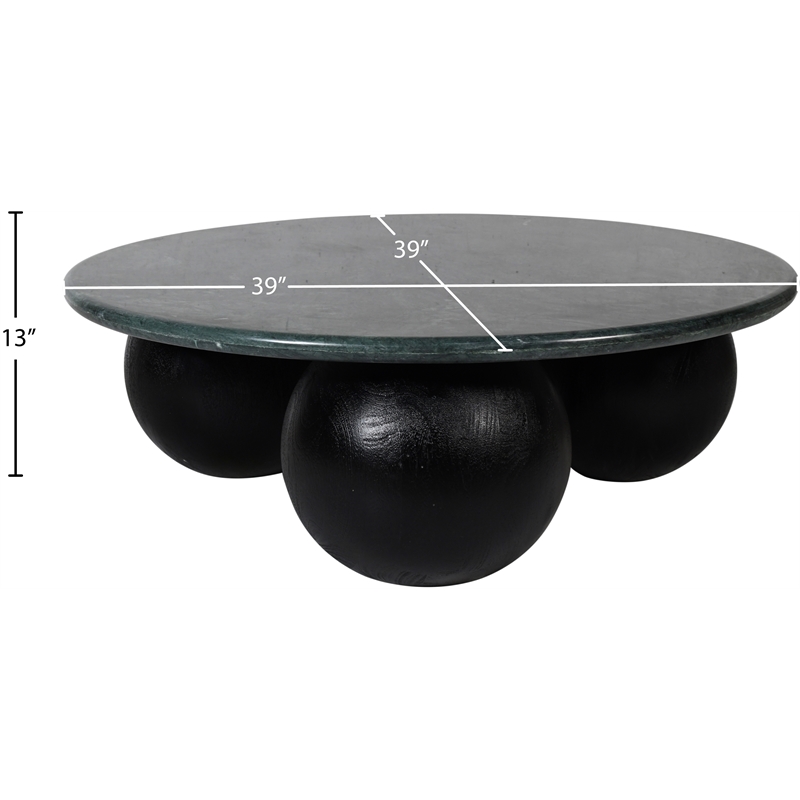 Meridian Furniture Treviso Green Marble and Mango Wood Coffee Table