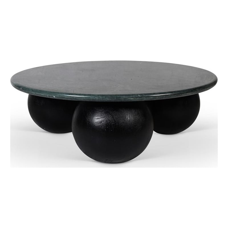 Meridian Furniture Treviso Green Marble and Mango Wood Coffee Table