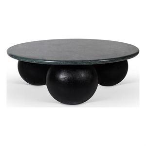 Meridian Furniture Treviso Green Marble and Mango Wood Coffee Table