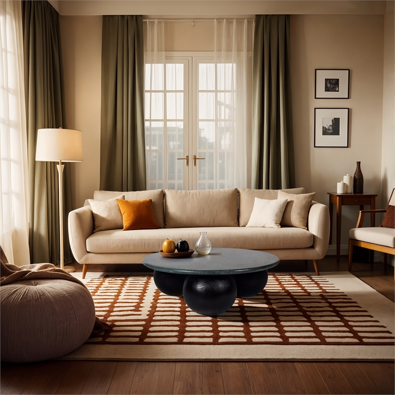 Meridian Furniture Treviso Green Marble and Mango Wood Coffee Table