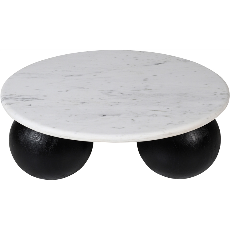 Meridian Furniture Treviso White Marble and Mango Wood Coffee Table