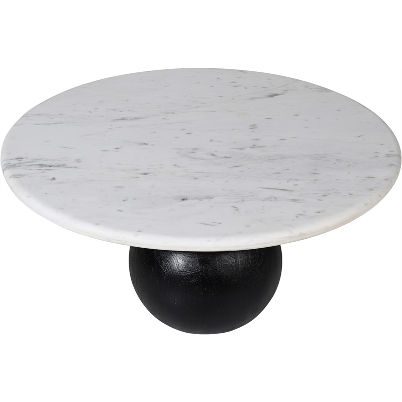 Meridian Furniture Treviso White Marble and Mango Wood Coffee Table