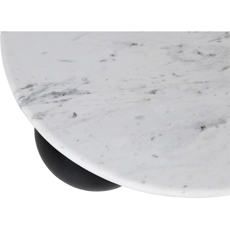 Meridian Furniture Treviso White Marble and Mango Wood Coffee Table