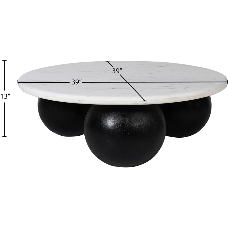 Meridian Furniture Treviso White Marble and Mango Wood Coffee Table