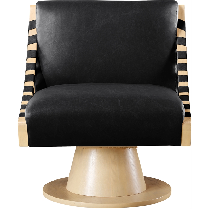 Meridian Furniture Millwin Black Vegan Leather Swivel Accent Chair