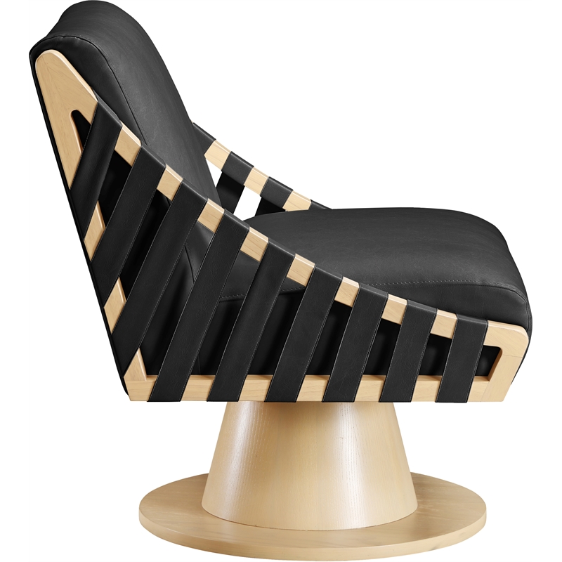 Meridian Furniture Millwin Black Vegan Leather Swivel Accent Chair