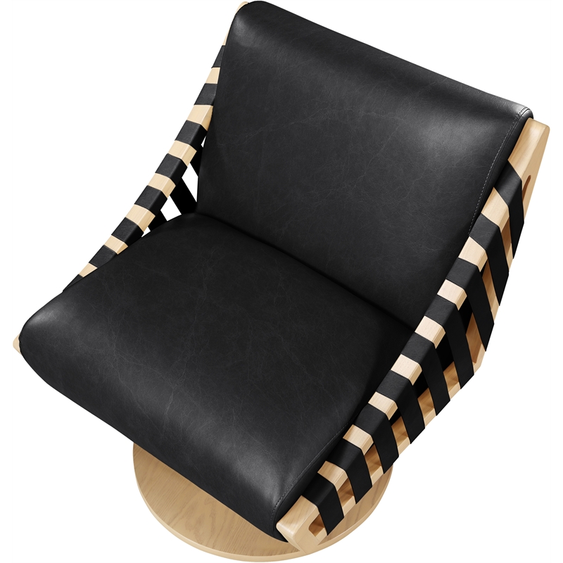 Meridian Furniture Millwin Black Vegan Leather Swivel Accent Chair