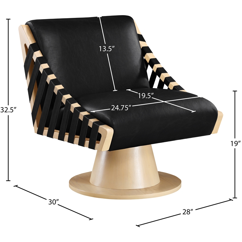 Meridian Furniture Millwin Black Vegan Leather Swivel Accent Chair