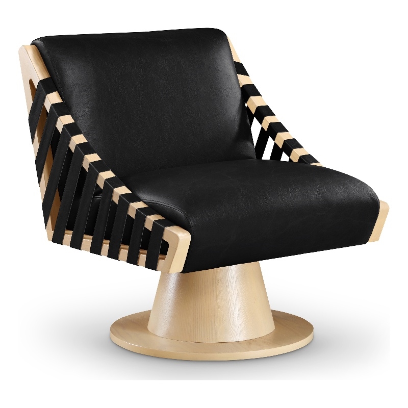 Meridian Furniture Millwin Black Vegan Leather Swivel Accent Chair