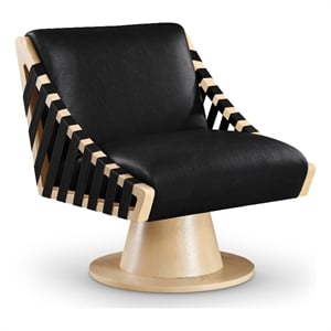 Meridian Furniture Millwin Black Vegan Leather Swivel Accent Chair