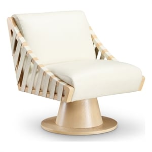 Meridian Furniture Millwin Cream Vegan Leather Swivel Accent Chair