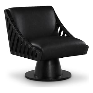 Meridian Furniture Millwin Black Vegan Leather Swivel Accent Chair