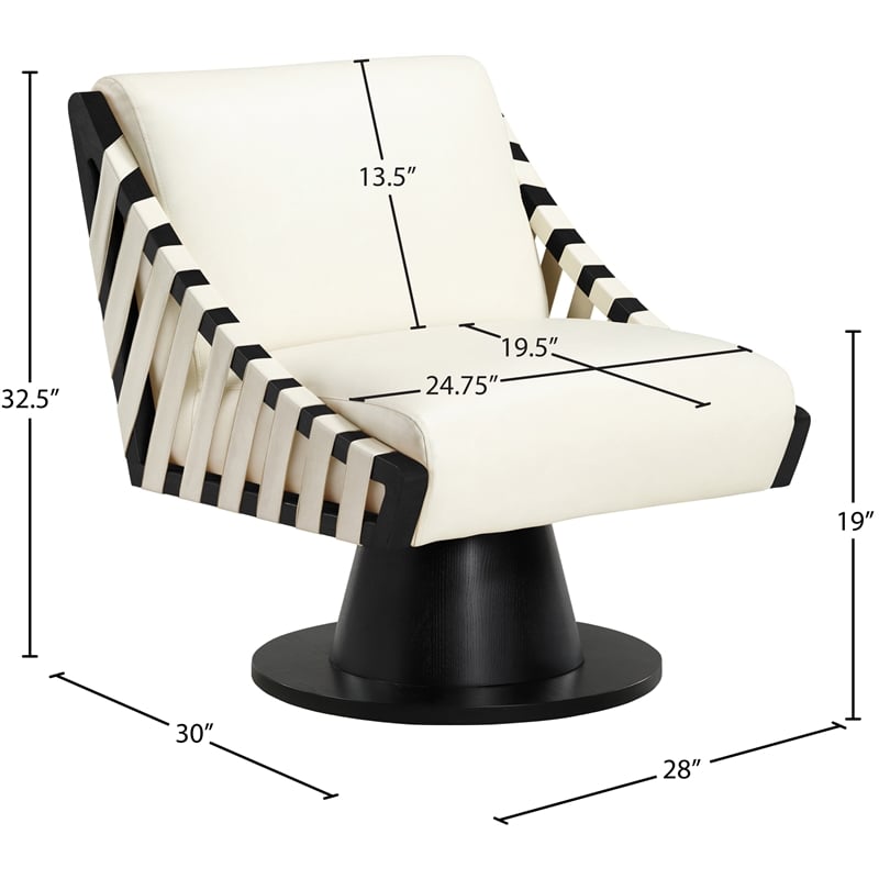 Meridian Furniture Millwin Cream Vegan Leather Swivel Accent Chair