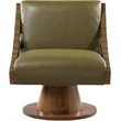 Meridian Furniture Millwin Olive Vegan Leather Swivel Accent Chair