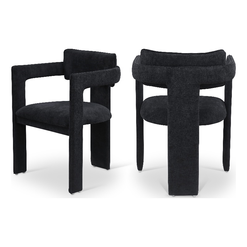 Meridian Furniture Brenda Black Chenille Fabric Dining Chair (Set of 2)