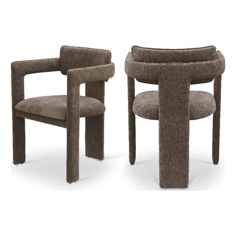 Meridian Furniture Brenda Brown Chenille Fabric Dining Chair (Set of 2)