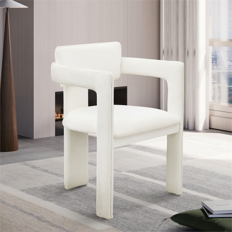 Meridian Furniture Brenda Cream Chenille Fabric Dining Chair (Set of 2)