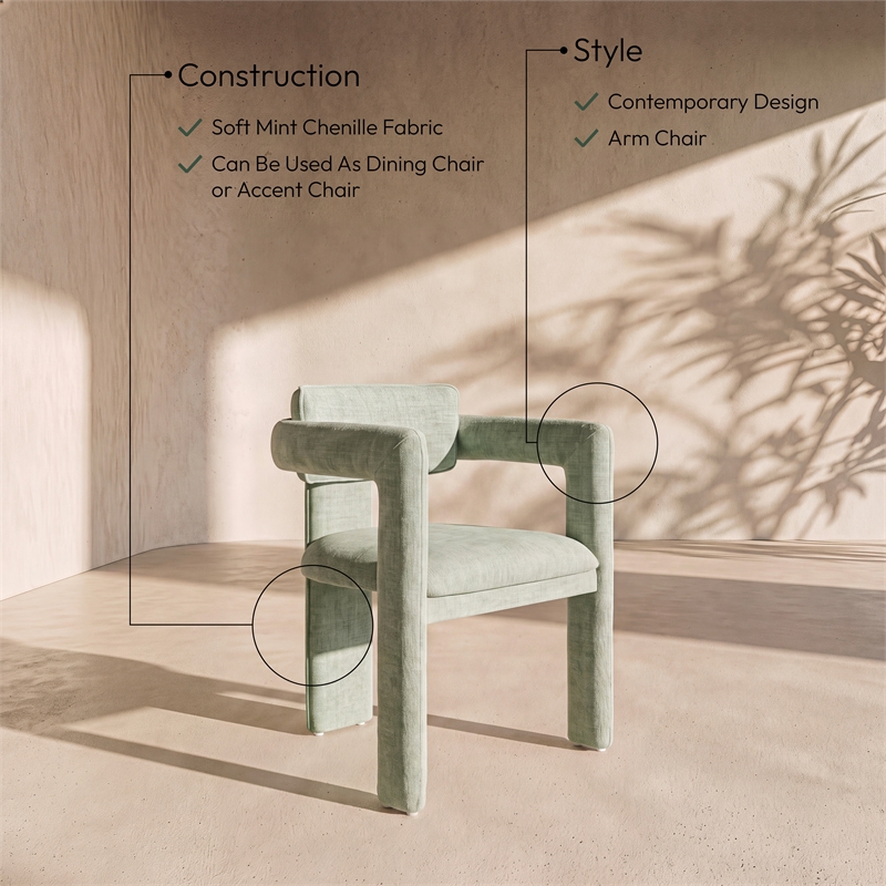 Meridian Furniture Brenda Mint Chenille Fabric Dining Chair (Set of 2)