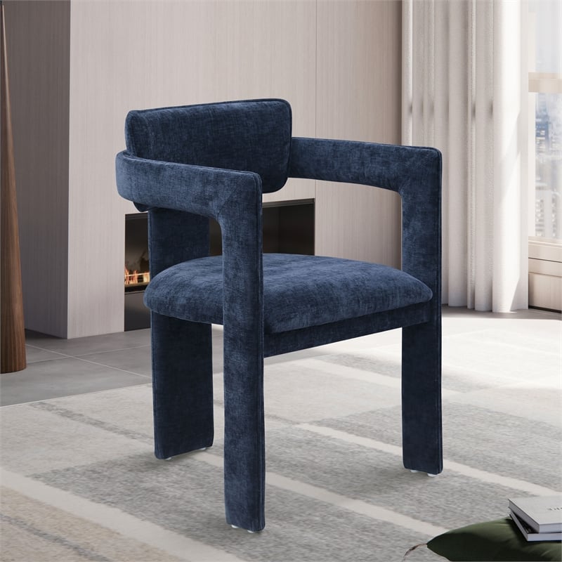 Meridian Furniture Brenda Navy Chenille Fabric Dining Chair (Set of 2)