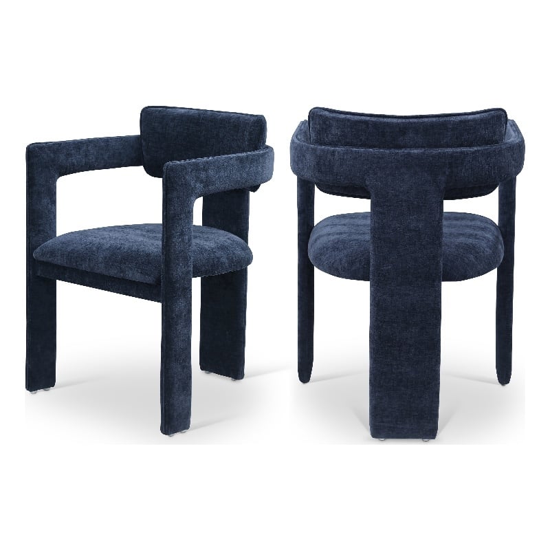 Meridian Furniture Brenda Navy Chenille Fabric Dining Chair (Set of 2)
