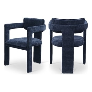Meridian Furniture Brenda Navy Chenille Fabric Dining Chair (Set of 2)
